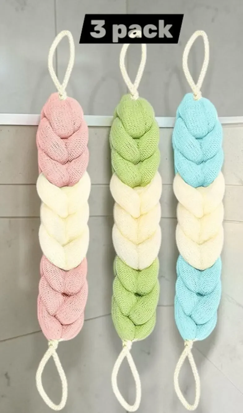 Bath Shower Loofah Exfoliating Sponge Back Body Scrubber Soft Mesh ~ 3 Pack